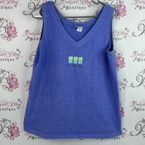 Fresh Produce tank top st. Barths palm trees Purple Tank Top with Embroidery